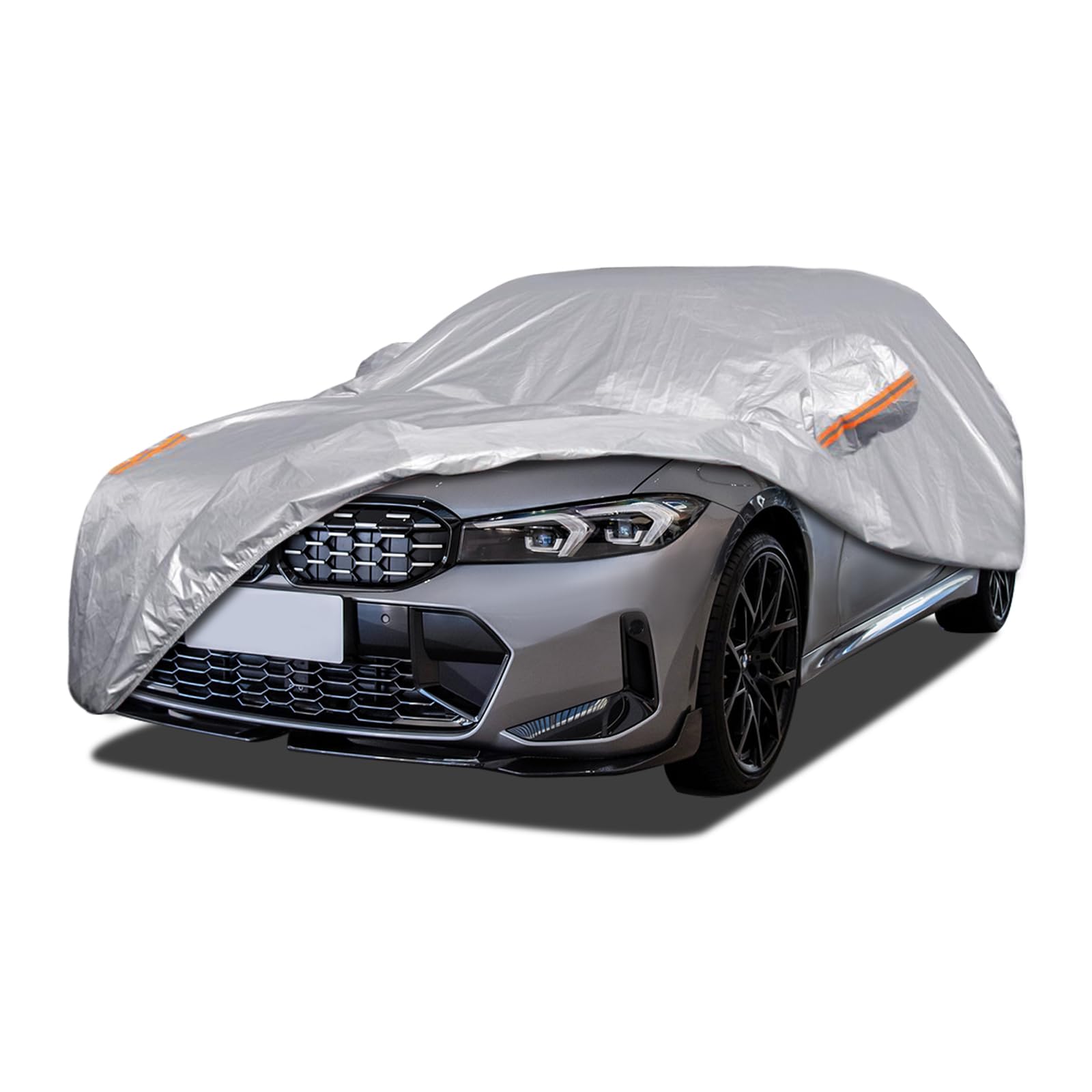 Color Rain TimeUV Protection Car Cover Windproof Dustproof Scratch Resistant Outdoor Universal Full Car Covers (Silver, B5-Fit Sedan-Length (191-201 inch))