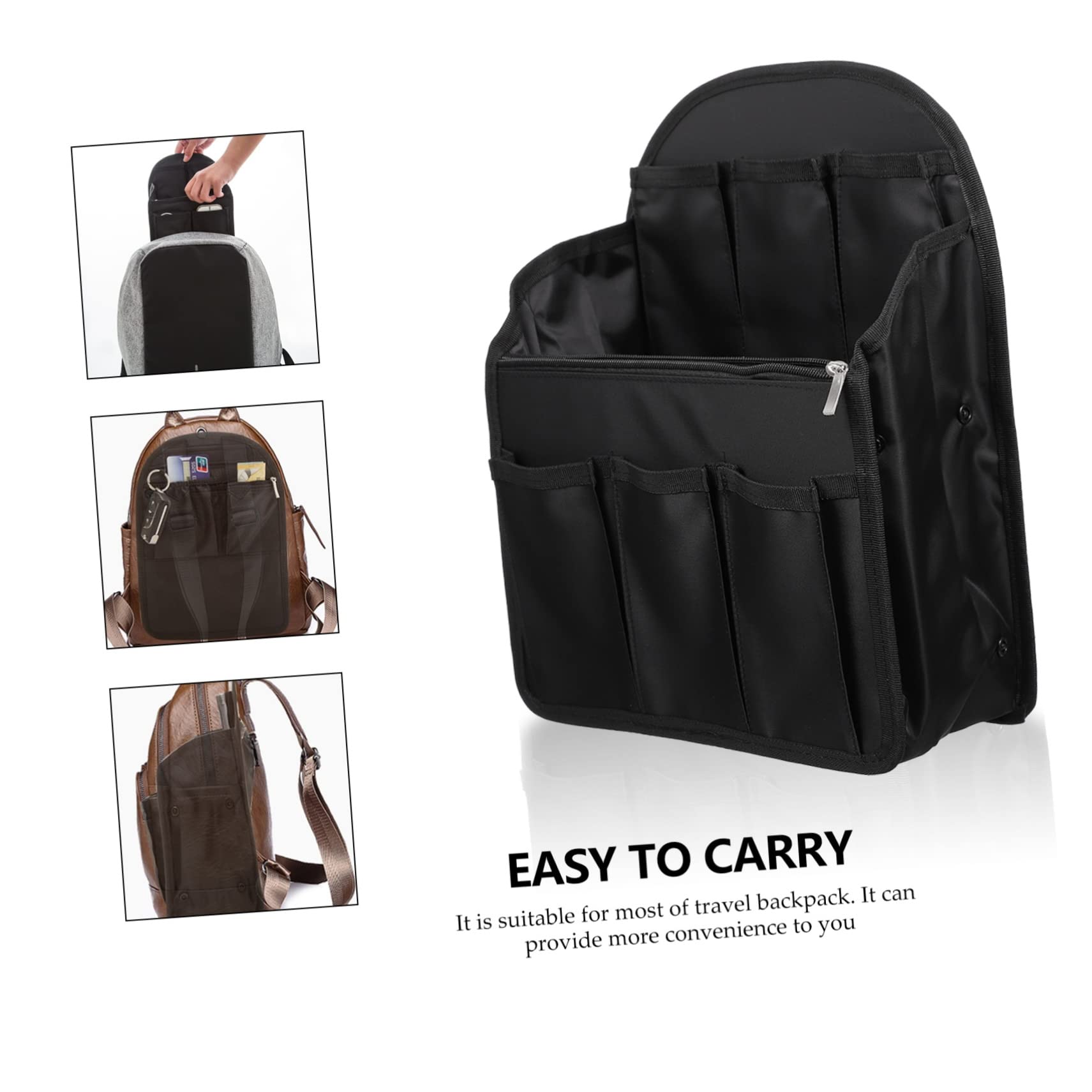 Organizer Zaino da Viaggio in Nylon Nero Scomparti Multipli e Tasche Multiple, Traspirante e Pieghevole, per L'organizzazione Durante i Viaggi