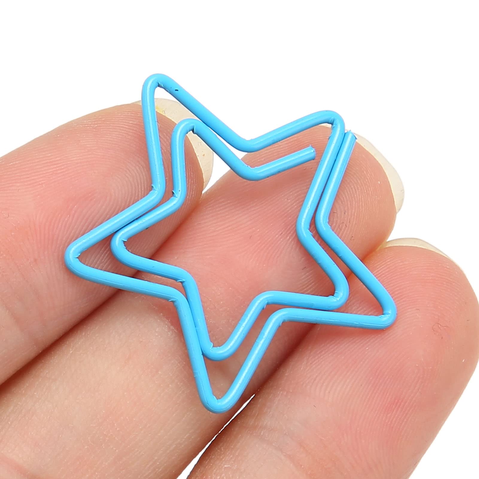 Niedliche Büroklammern, 100 Stück Büroklammern, sternförmige Büroklammern, Beschichtungsprozess, rostfrei, praktische metallische Büroklammern for Büro, Schule, Zuhause, Blau