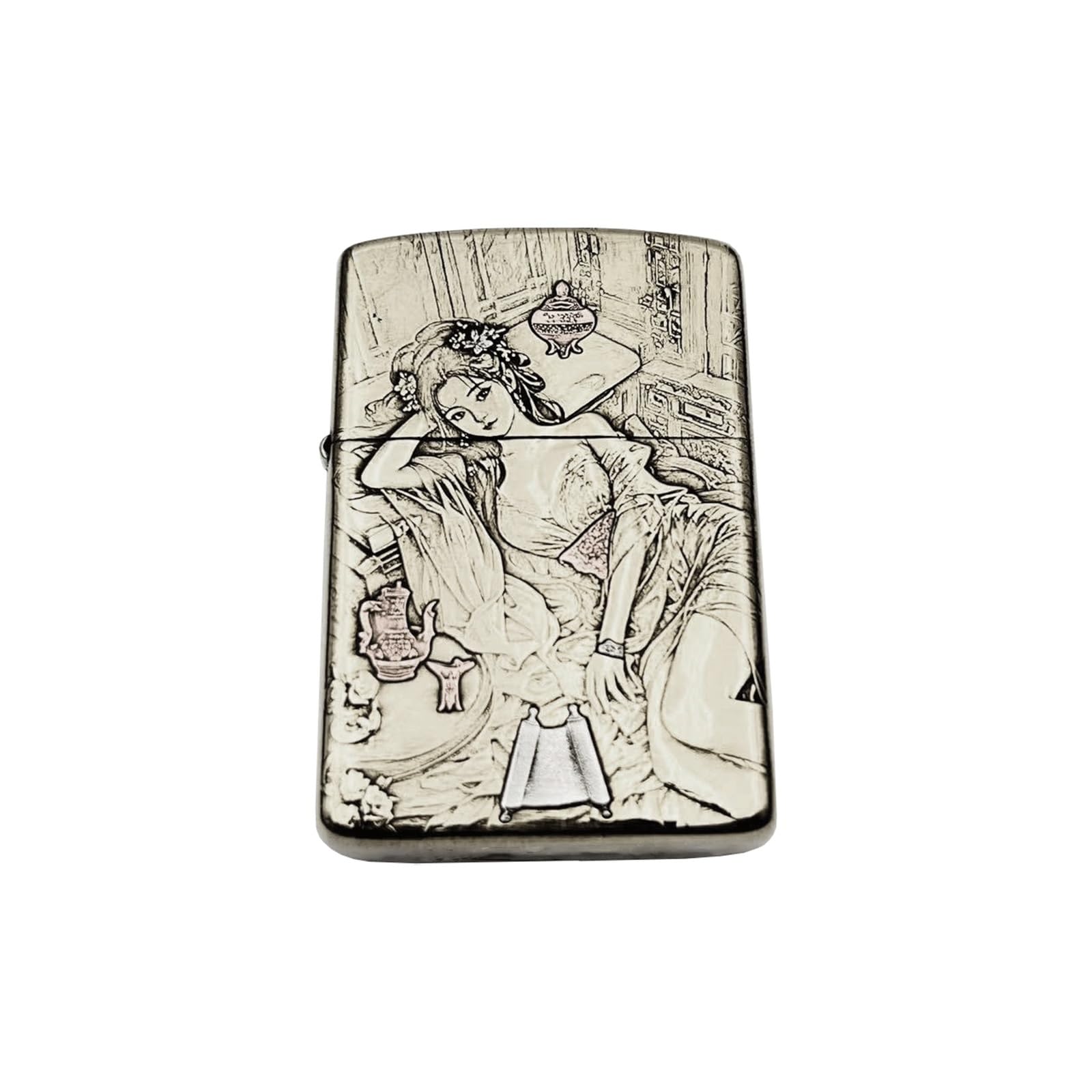 Encendedor de queroseno de latón pesado con relieve hecho a mano para hombre