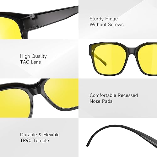 Miniatura 5 de Lentes de conducción nocturna para hombres y mujeres, lentes de sol polarizados de visión nocturna amarilla antirreflejos, para conducir