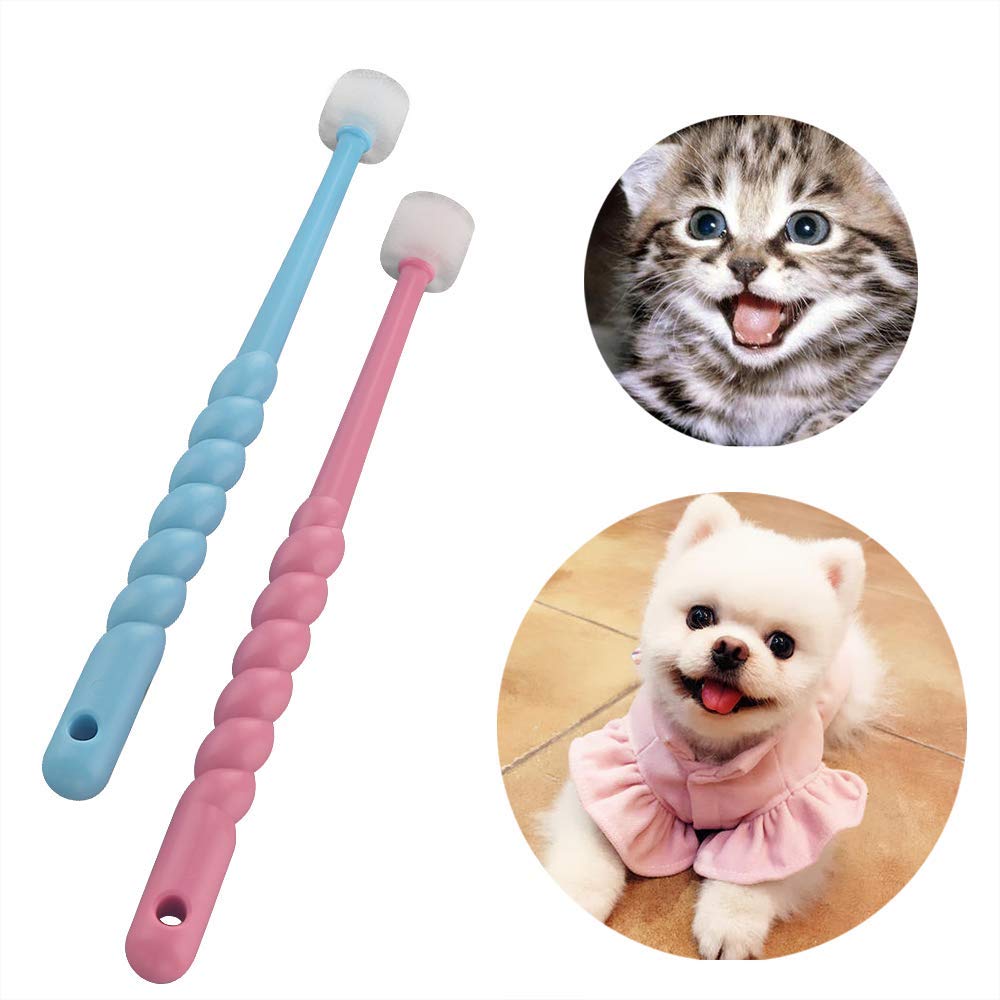 Paquete de 2 cepillos de dientes para mascotas de 360 grados para cachorro, perro pequeño y gato, los colores pueden variar