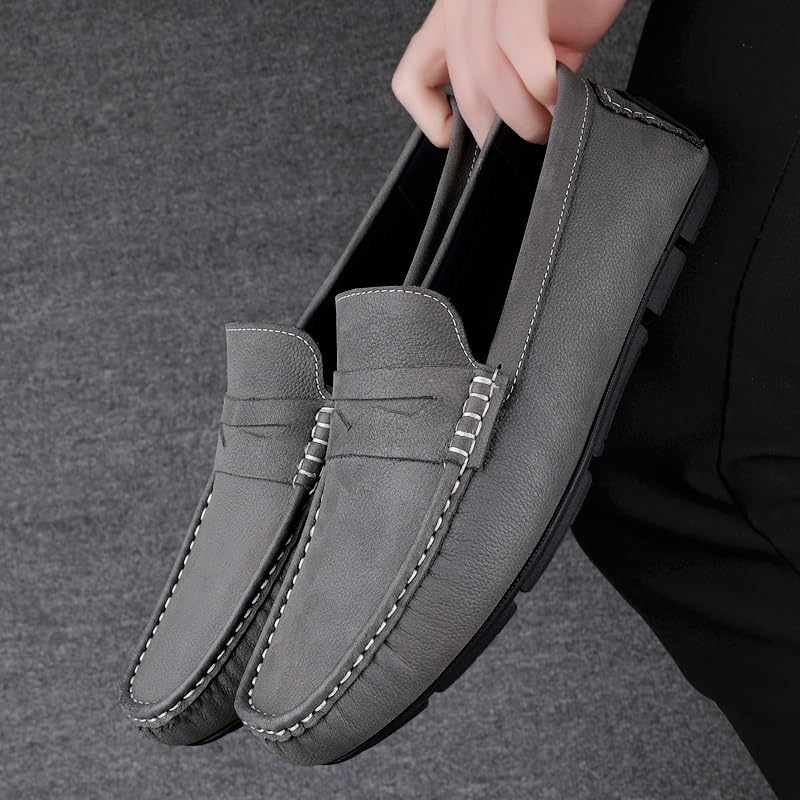 Mens Loafers Square Toe Nubuck Leather Penny Driving Loafers Comfortable Anti-Slip Slip Resistant Outdoor Prom Slip-ons4