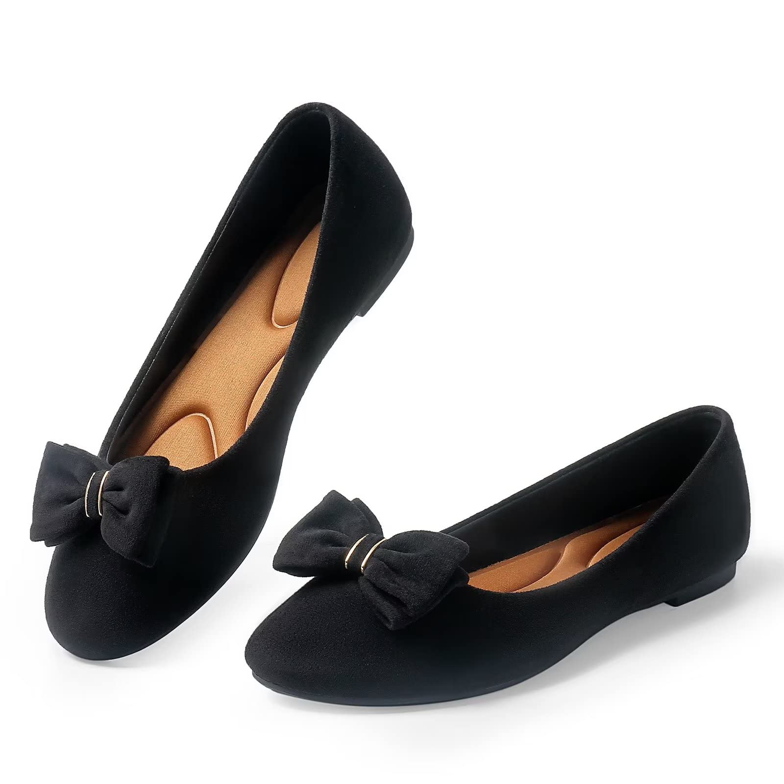 (Size 9) Samilor Women's Flat Elegant Bow Flats Shoes Women Round Toe Shoes for Women Flats Comfortable Slip on Womens Shoes Flats