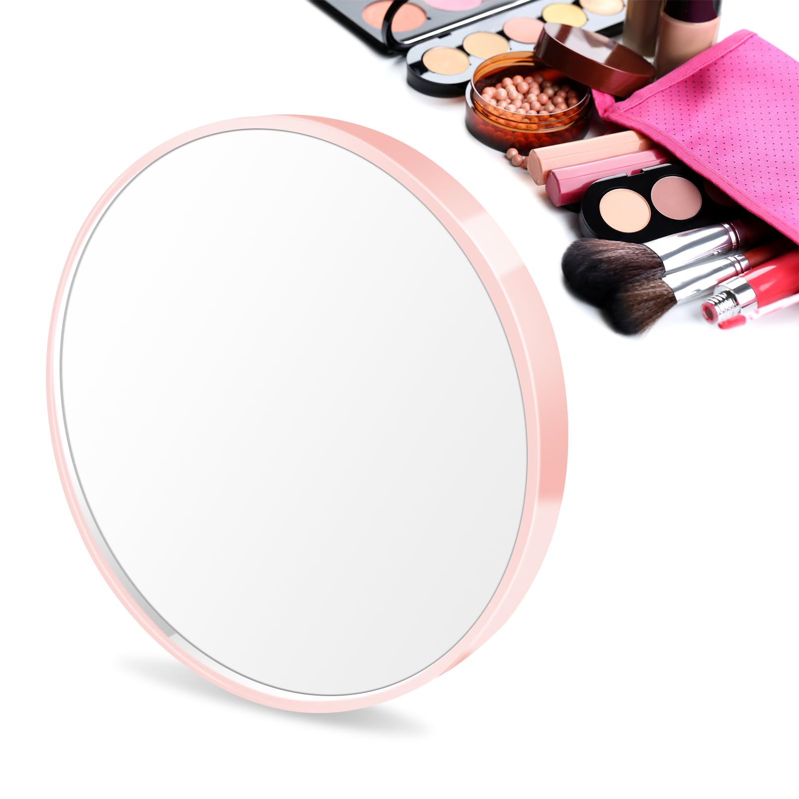Tibapla 10X Espejo de Maquillaje con Ventosa, Espejo de Aumento para Pared, Espejo Portátil Redondo para Espejo, Compactos de Mesa o Pared, Espejo de Viaje Portatil para Baño, Diámetro Interno 8,8 cm