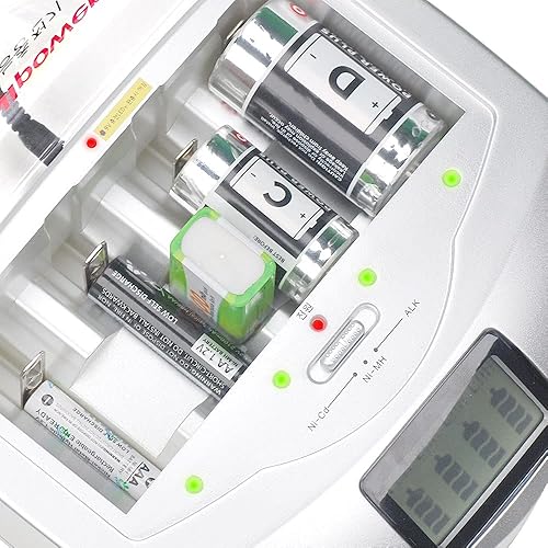 Miniatura 8 de Koshore Cargador de batería alcalina, cargador de equilibrio compatible con baterías recargables AA, AAA, C, D, 9V Ni-MH Ni-CD y baterías alcalinas,