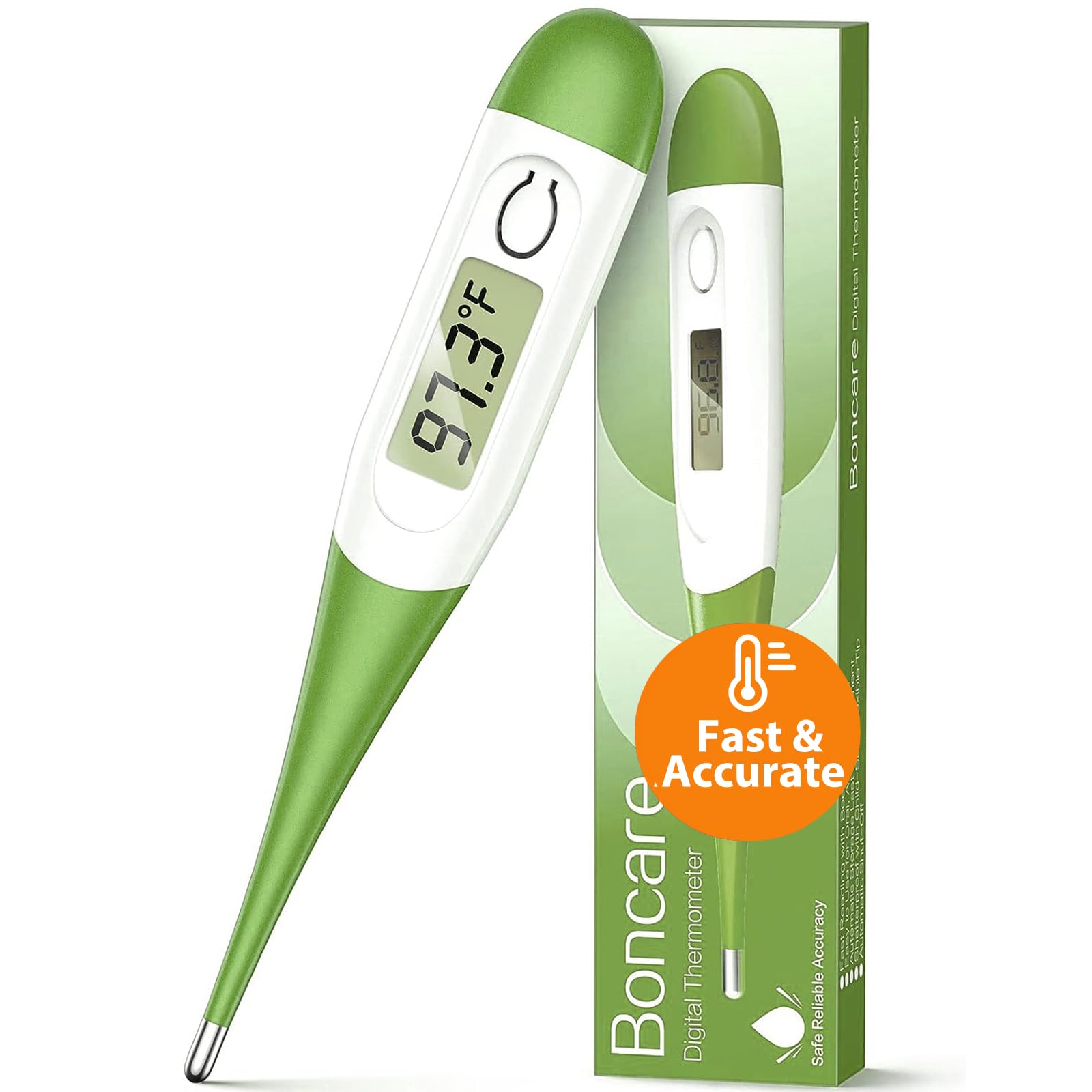 Boncare 10 Seconds Oral Thermometer for Adults and Kids, Green