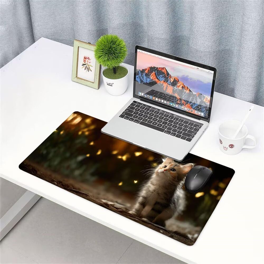 Podkładka pod mysz do gier xxl akcesoria do biurka czarny kot duża podkładka pod mysz i klawiaturę podkładka na biurko akcesoria do gier komputerowe 1200 x 600 x 3 mm antypoślizgowa podstawa, na PC