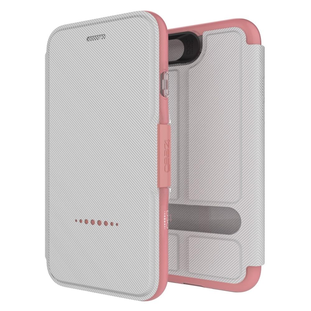 GEAR4 Oxford Folio designed for new iPhone SE (2020) and iPhone 7 Case, Advanced Impact Protection by D3O, Booklet Case - Rose Gold