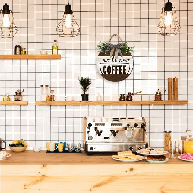 Geroclonup Targa in legno con scritta But First Coffee Bar (17,2 x 12,2 cm, scritta But First Coffee Bar (lingua italiana non garantita