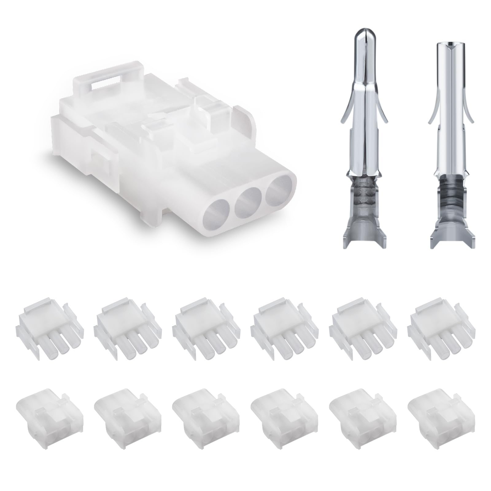 JRready ST6425 MLX 3 Pin Power Connector，2.13mm Diameter Pin and Sockets 14-20 AWG，Compatible with Molex MLX 3 Pin Male& Female Connector (6 Matched