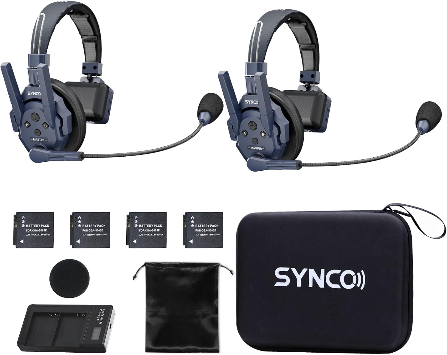 SYNCO XTALK Master 1 Users Wireless Intercom Headset, 500m/1640ft Range ENC 2.0 Noise Reduction 2.4GHz Full Duplex Communication Headsets App 15H Battery Life