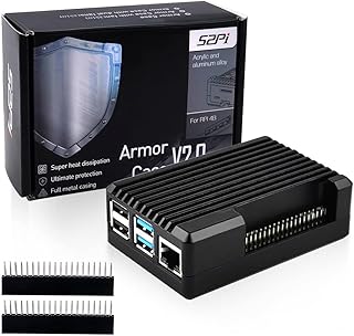 GeeekPi Raspberry Pi 4 Aluminum Case, Raspberry Pi 4 Armor Case, Raspberry Pi 4 Heatsink Case with Passive Cooling and Thermal Tapes for Raspberry Pi 4 Model B 8GB/4GB/2GB/1GB (Pi Board NOT Included)