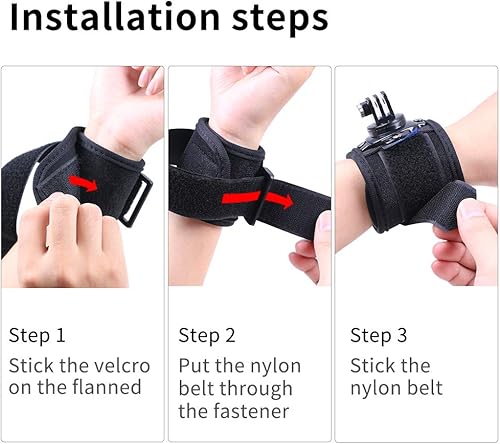 Miniatura 5 de Soporte para correa de muñeca, correa de montaje de brazo giratoria de 360 compatible con GoPro Hero 1312111098765 negro, DJI Action 65 pro43, Insta