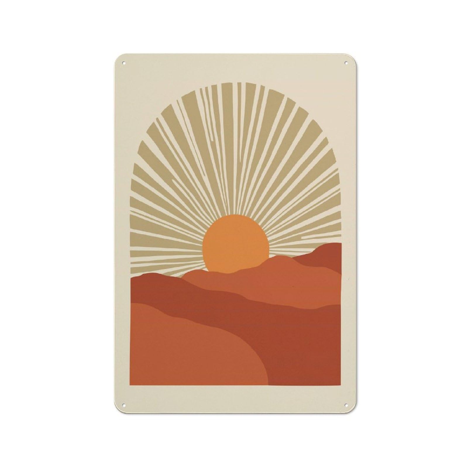 Rustic Sunset Desert Landscape Tin Wall Sign 30x20cm, Kitchen Wall Decor for Bakery, Diner, Cafe Or Family Room
