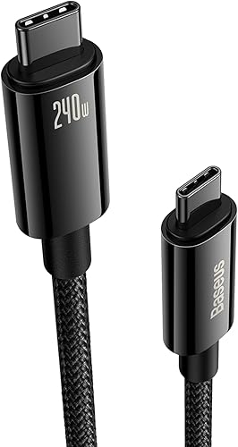 Baseus Cable USB C, 240 W PD 3.1 5A QC 4.0 de carga rápida USB C a USB C, cable de datos trenzado de aleación de zinc tipo C a tipo C para Samsung