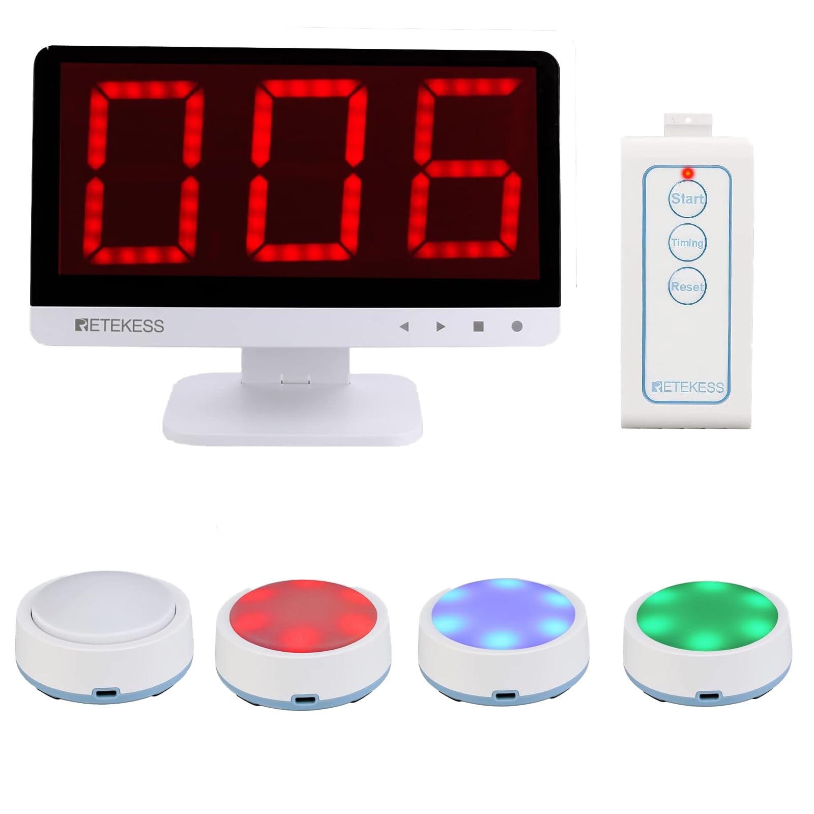 Retekess TM101 Jeopardy Buzzers,Buzzers for Trivia Games,Add Up to 32 Buttons,262ft, Game Show Buzzers for Classroom,Family Feud Adult Trivia Game Night,Back to School