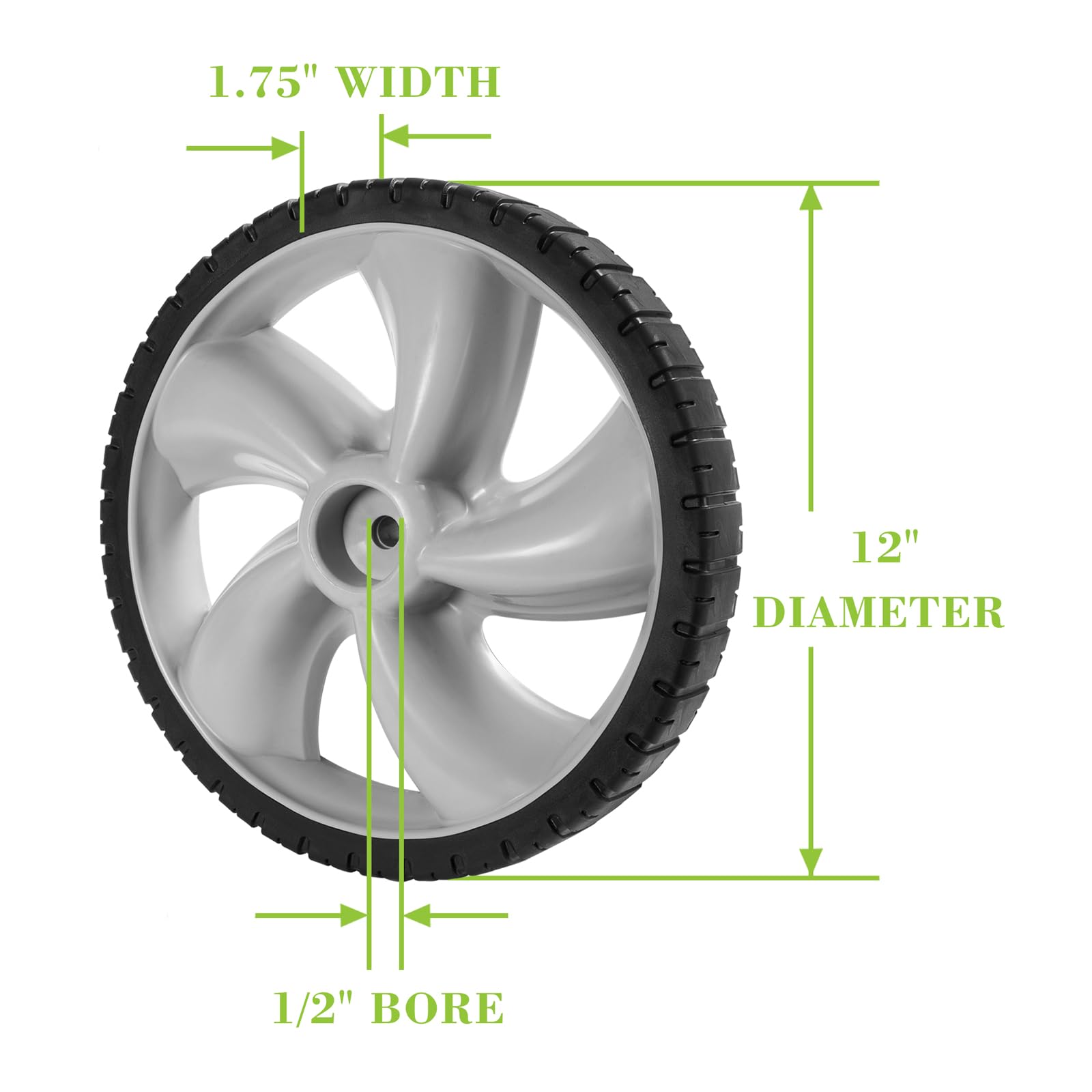Parts Camp Cerchi per tosaerba Arnold 490-324-0002 - Ruota posteriore da 12 cm x 4,4 cm, in plastica, confezione da 2