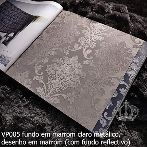 PAPEL PAPEL DE PAREDE COLEÇÃO VAPERSSE - ROYAL CASTLE (VP005 fundo em marrom claro metálico, desenho