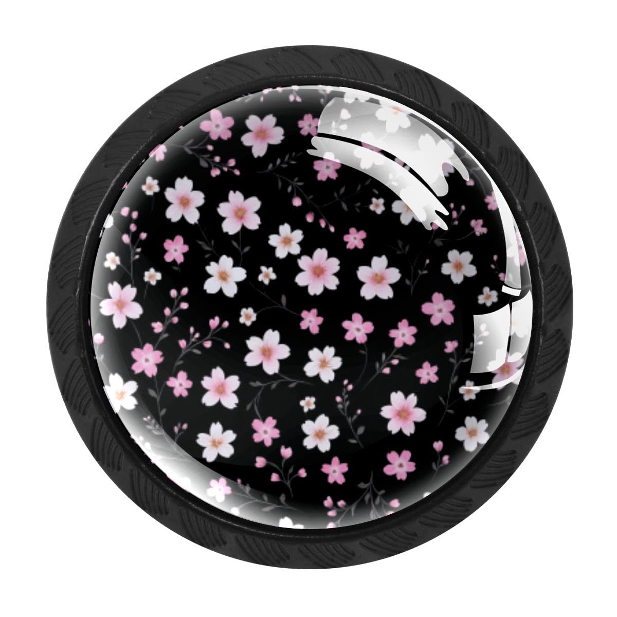 Heoeh Multi 10 4 Pcs Cabinet Knobs, Floral Cherry Blossom Drawer Knobs Dresser Handles