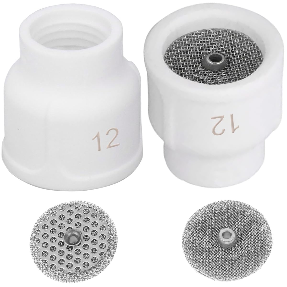 EATBALE #12 Ceramic White TIG Welding Cups Kit for DB SR WP‑9/17/18/20/25/26 Welding Gun Accessory with Ceramic Cups, Gas Lens Diffusers Welding Consumables (2pcs)