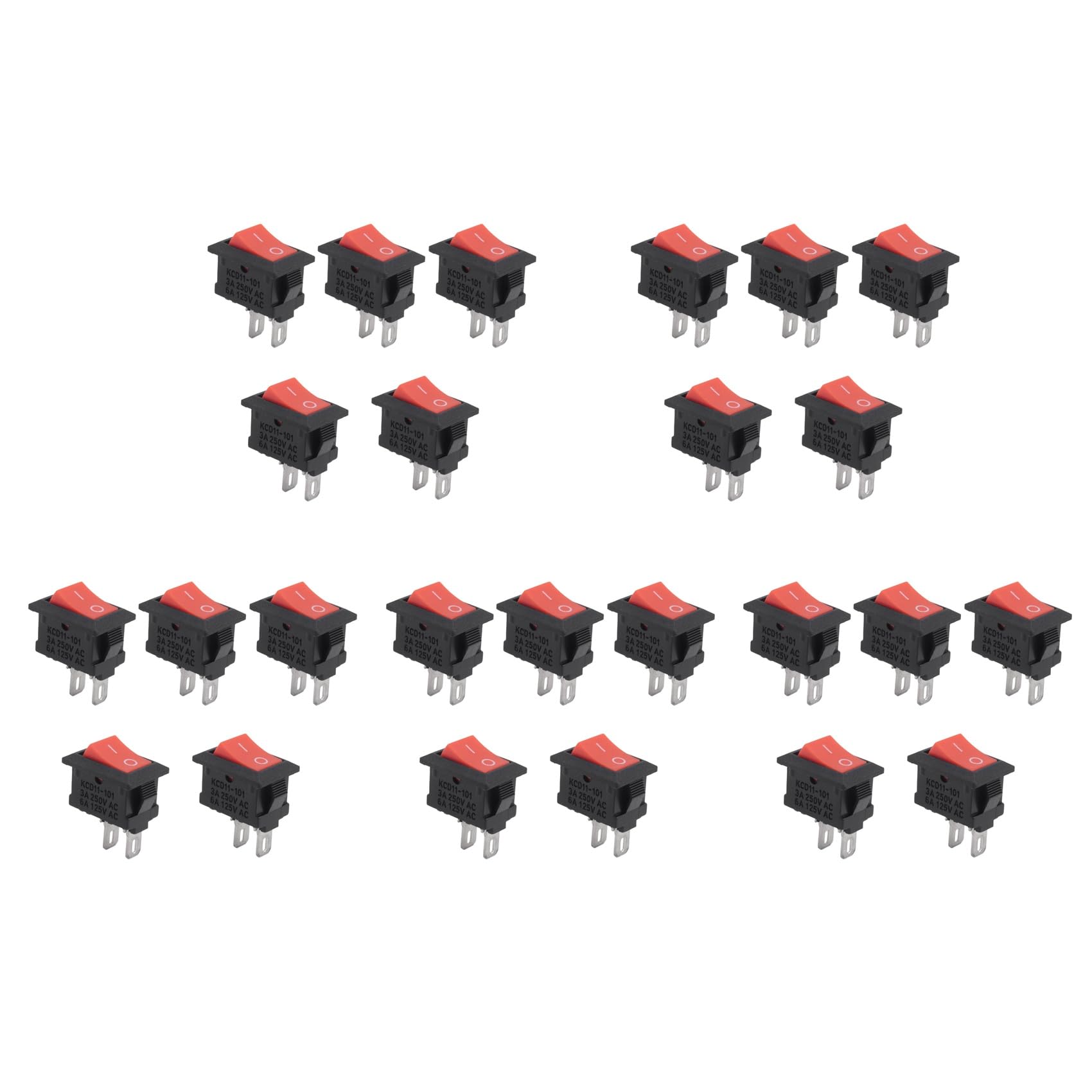 Jnchdghwa Black 25Pcs Kcd11 2Pin 2P Car Rocker Switch 3A 250V 6A 125V Ac Button Kcd1-11 10X15 10X15 Kcd117