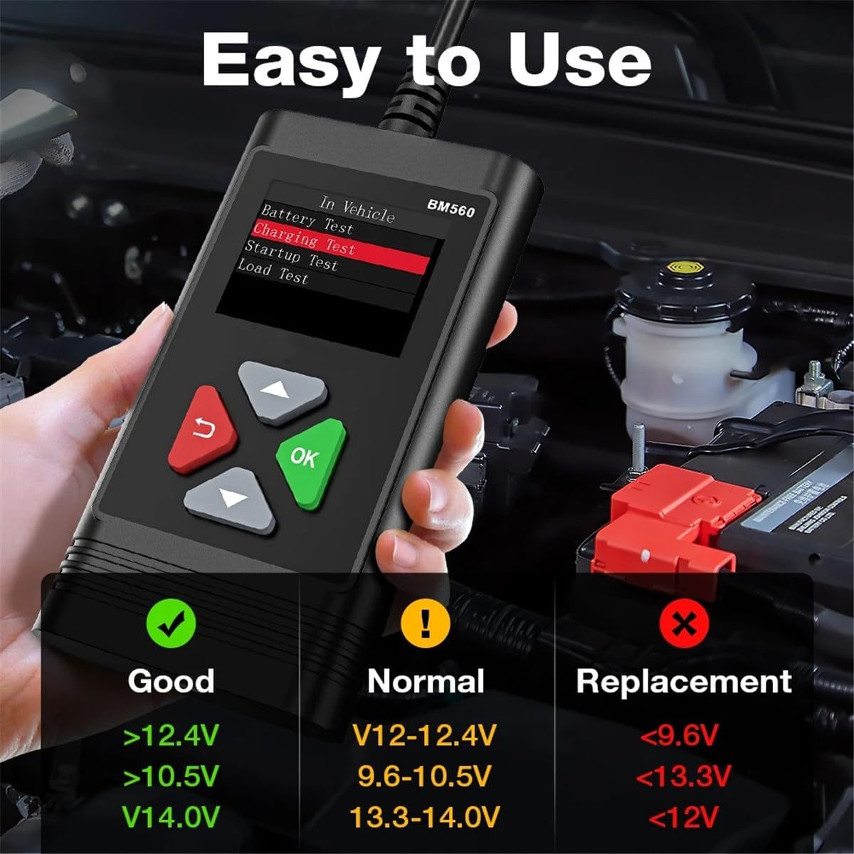 BM560 BM580 6V 12V Car Motorcycle Battery Tester 100-2000CCA Battery System Analyzer Charging Cranking Test Tools
