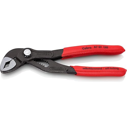 Immagine del prodotto Knipex Cobra Pinza Regolabile di Nuova Generazione per Tubi e Dadi Bonderizzata Grigia, Rivestiti in Resina Sintetica Antiscivolo 150 Mm (Confezione Self-Service/Blister) 87 01 150 Sb