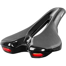 Lixada Bike Saddle Bicycle Soft Saddle with USB Charging Warning Taillight Breathable Seat Cushion for Mountain Bike Road Bike
