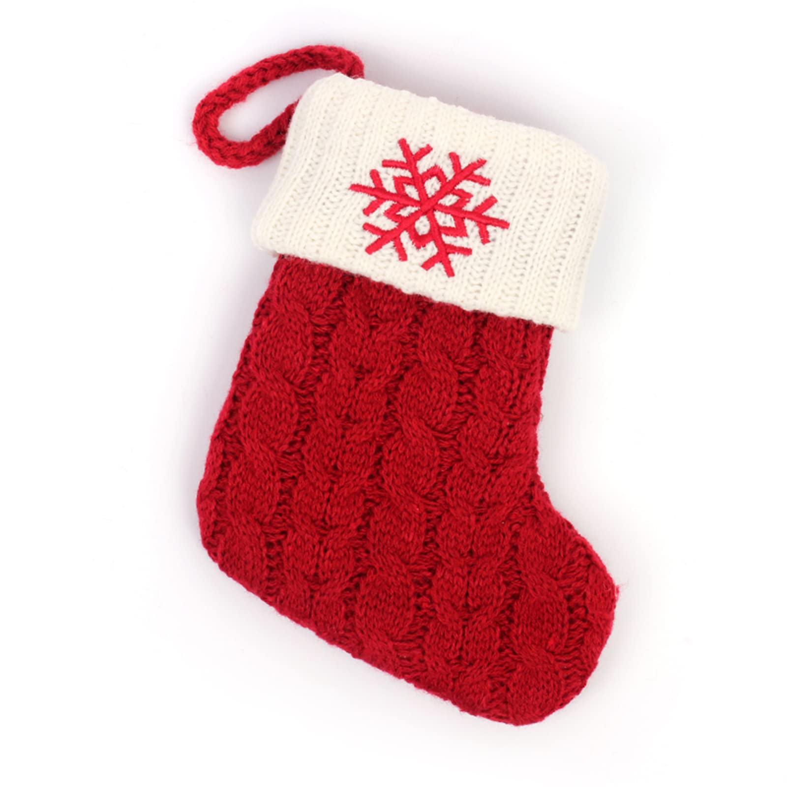 Initial Letter Christmas Stocking White Snowflake Knitted Christmas Tree Stockings Decorative Sock Hanging Ornament for Mantel Fireplace (Red ZZ, 7inch)