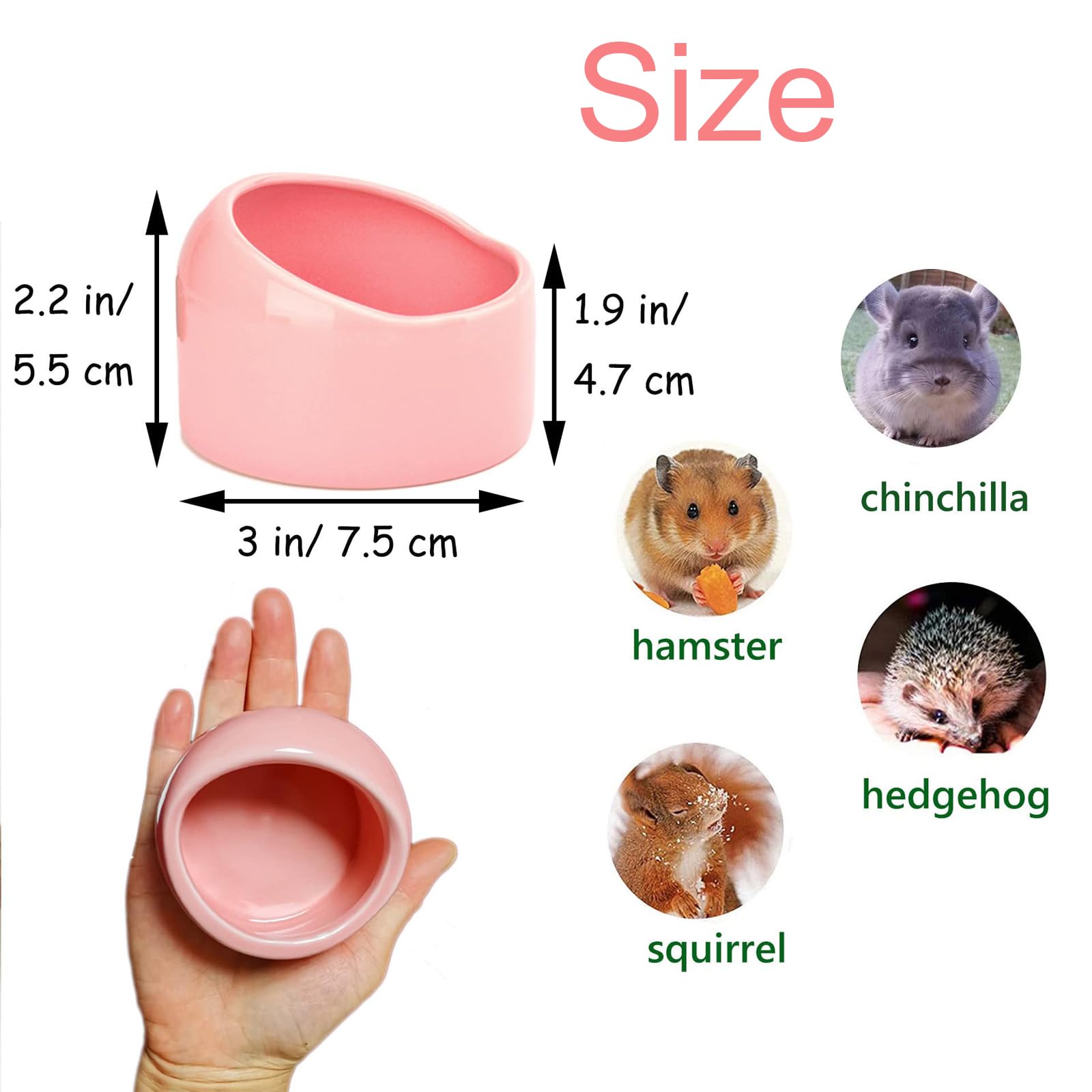 3 sztuki ceramicznych miseczek na karmę dla zwierząt domowych, chomików i małych zwierząt, ceramiczna miska zapobiegająca ugryzieniu dla świnek morskich