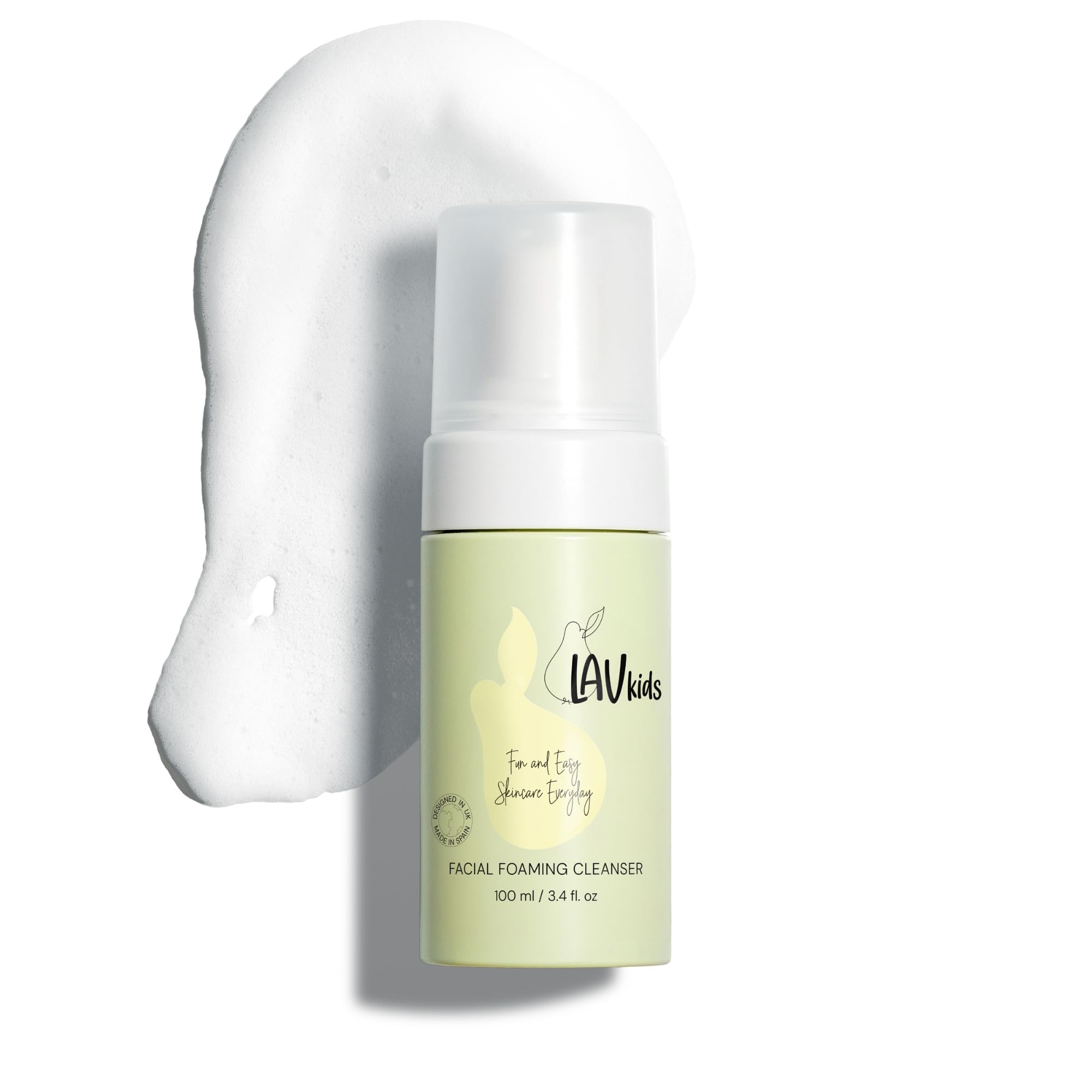 Foaming Facial Cleanser, gently scented, Soap free Kids & Baby face wash, Dermatologically Tested for All Skin Types for Sensitive Skin 100ml