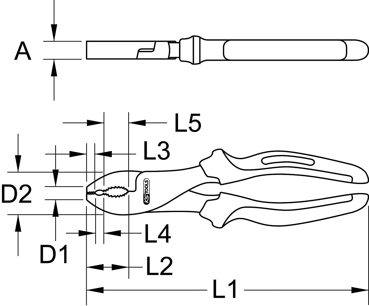 KS Tools 965.0625 Alicates universales TITANplus, 200 mm