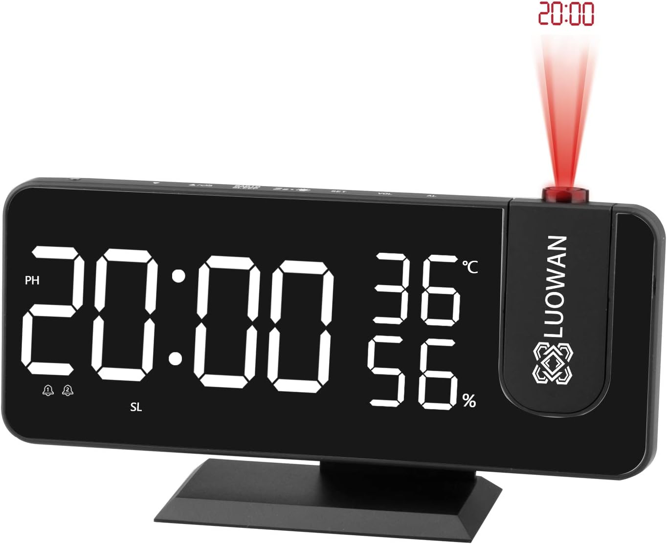 Projection Alarm Clock, Radio Digital Alarm Clock,7.4 Inches Large