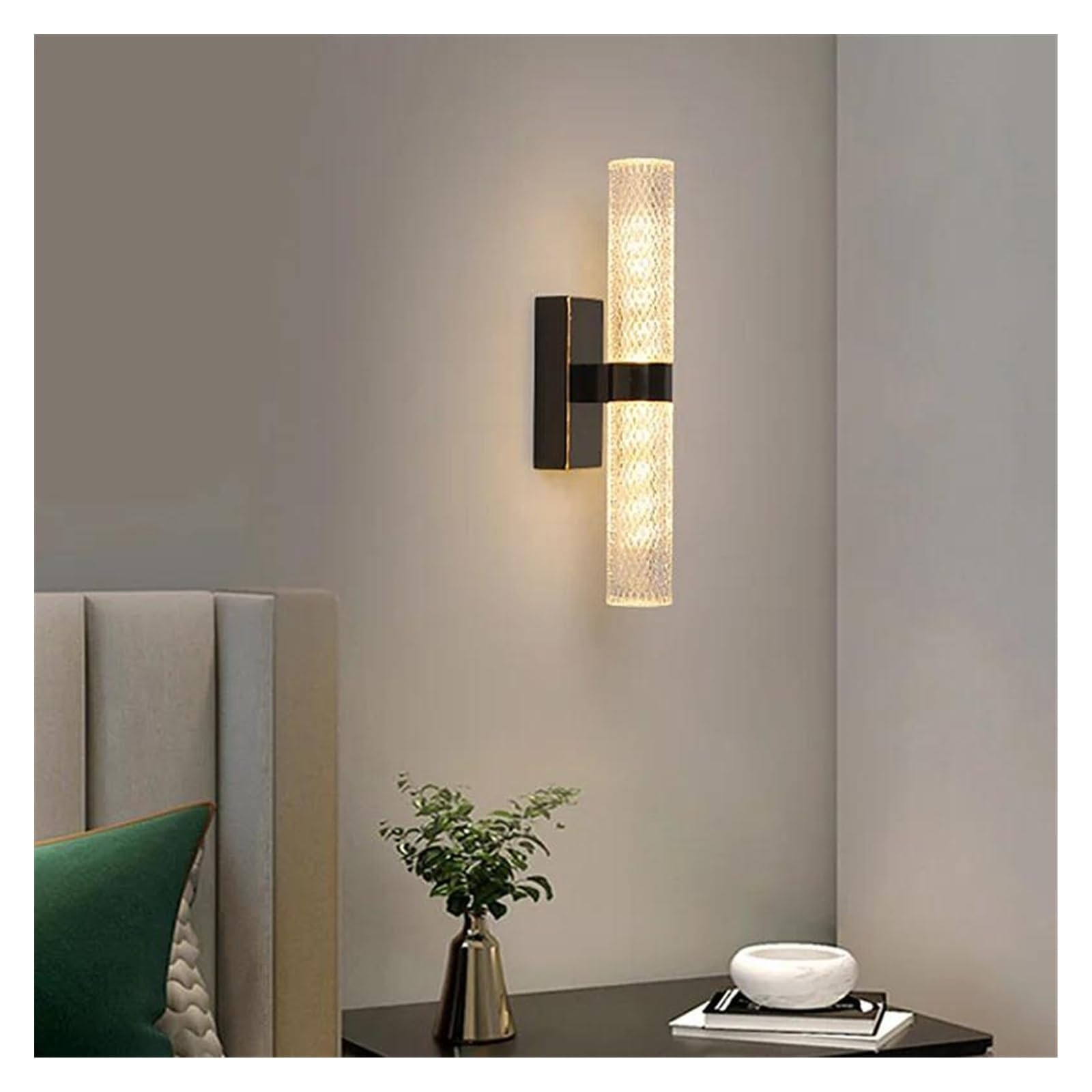 ZTCHSENZT Wall Sconces, Minimalist Copper Crystal Wall Lamp Modern Living Room Background Luxury Villa Hotel Corridor Led Aisle Lighting,Black-33cm