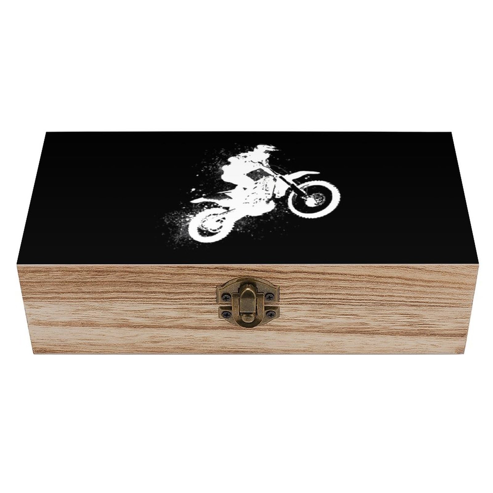 HLBSDM Motorcycle Motocross Wooden Storage Box Craft Memory Keepsake Treasure Chest Box Jewelry Organizer