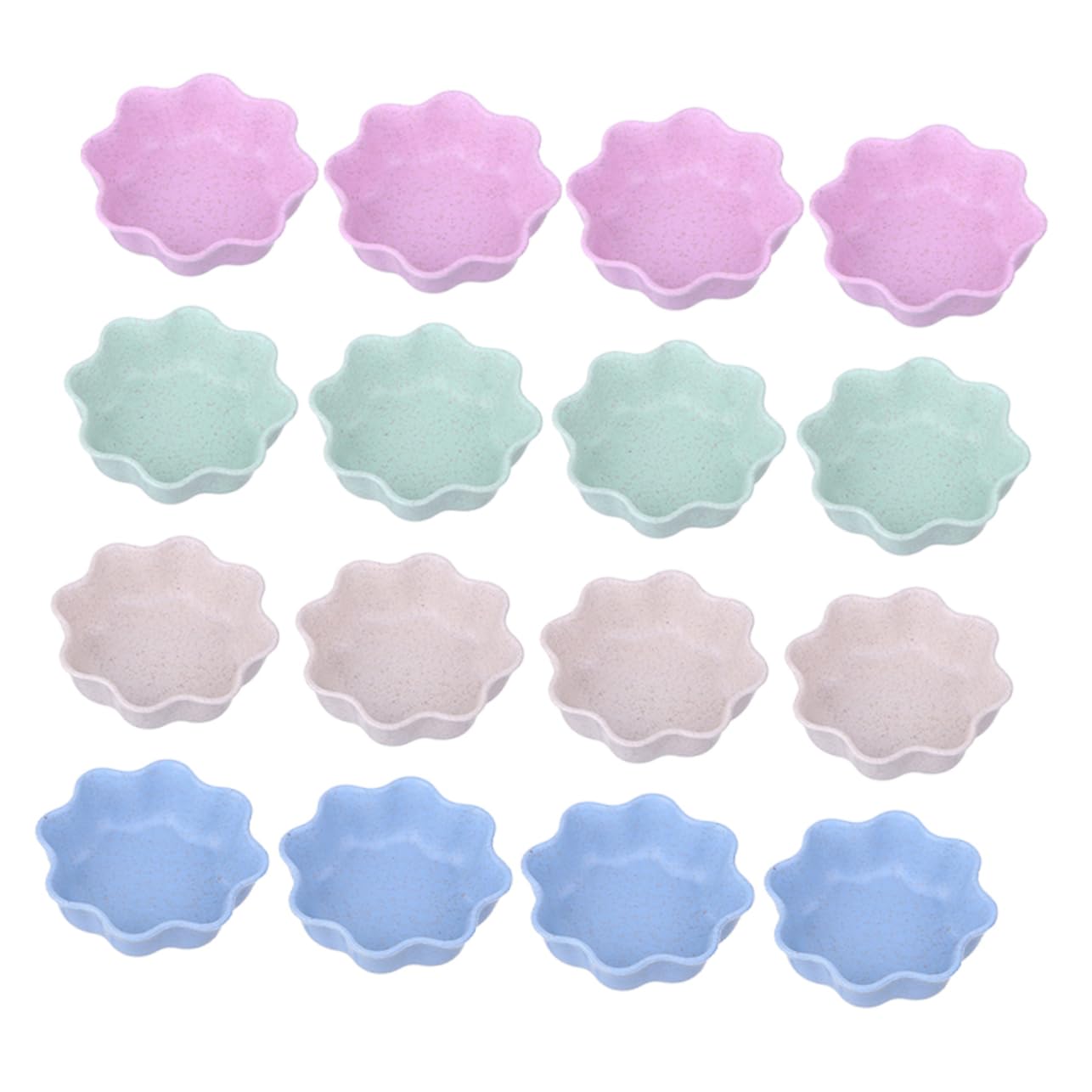 OFFSCH 16pcs Sauce Dish Mini Seasoning Dishes Flower Shape Condiment Snack Food Saucers