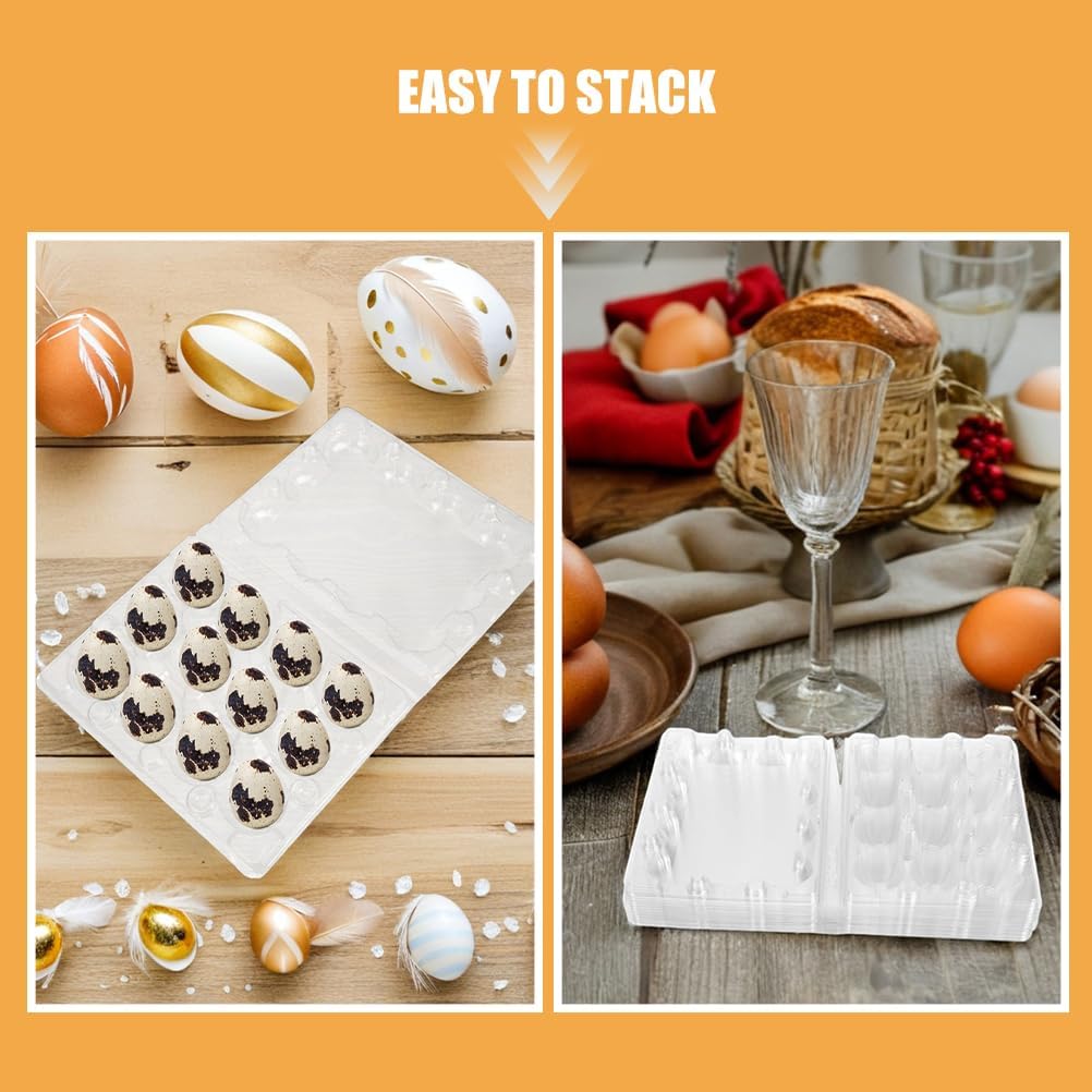 BESTonZON 60pcs Egg Cartons: 12 Grids Clear Plastic Quail Egg Cartons - Stackable And Portable Holder For Kitchen Refrigerator And Market Display