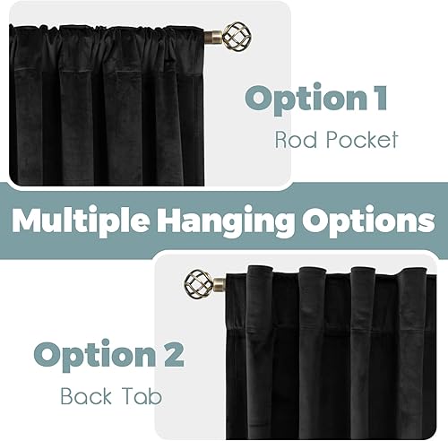 Miniatura 3 de BGment Cortinas de terciopelo negro de 90 pulgadas para dormitorio, cortinas de decoración de Halloween, cortinas opacas con aislamiento térmico con