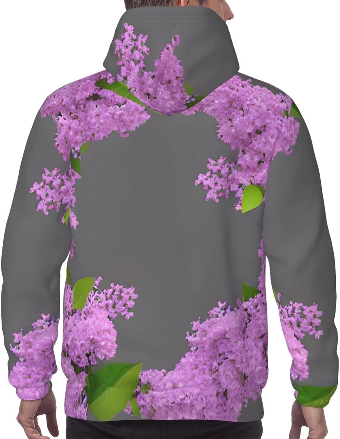 Framing Lilac Flowers in Blossom print Men's novelty hoodie print sweatshirt for casual pullovers for both men and women