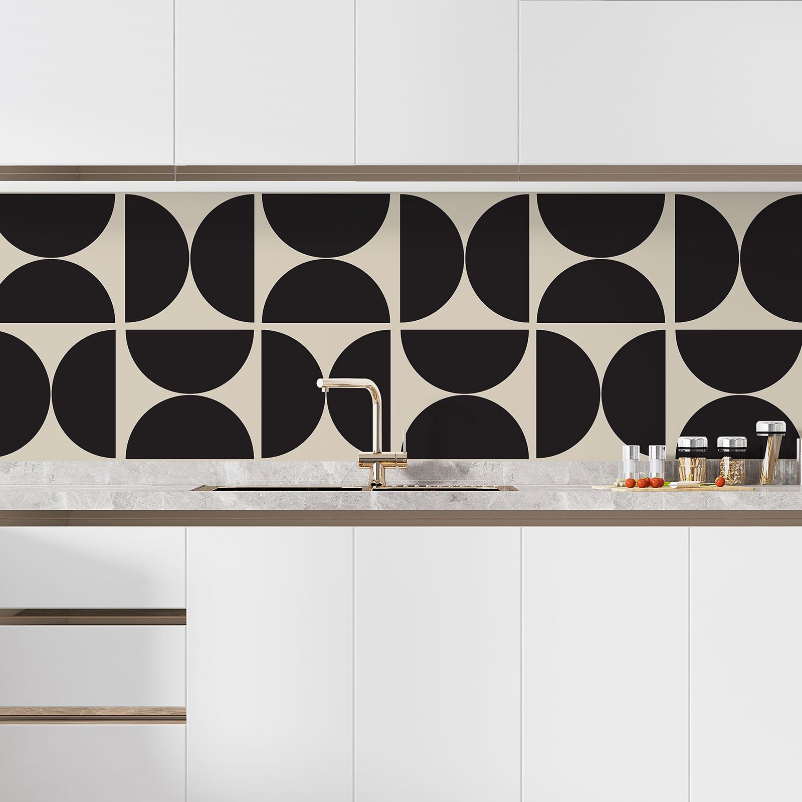 Lumalea Adesivo da cucina con motivo geometrico 3617689690926, adesivo + protezione lucida, 90 x 90 cm