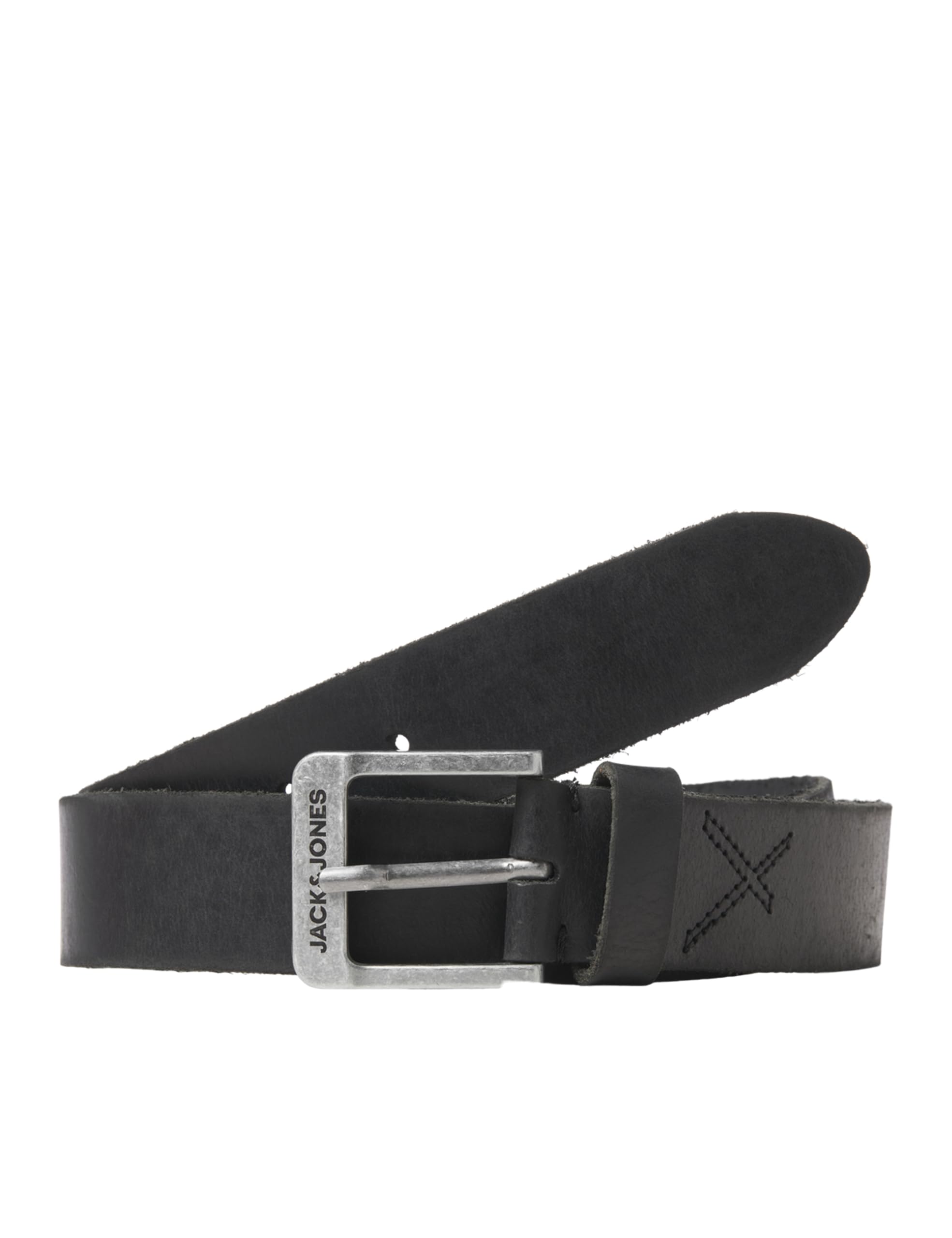 JACK & JONES Ceinture en Cuir véritable décontractée Ceinture en Cuir Classique avec Perforations JACROCK, Couleurs:​Noir, Size:​95