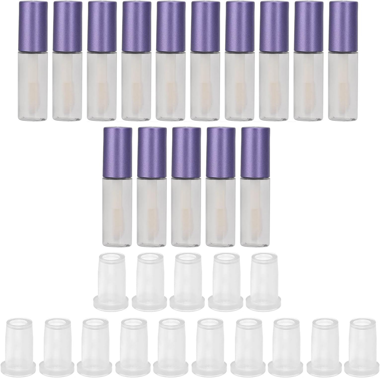 15 Lip Balm Tubes Mini Refillable Empty Lipstick Tube DIY Lip Gloss Containers, 1.2ML Lip Glaze Bottles Trial Packed Cosmetic Containers with Rubber Stoppers
