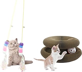 New Folding Cat Scratching Board, Comes with Cat Ball Toy, Cat Grinding Cat Scratch Board, Interactive Scratch Board Cat Toy, Foldable Convenient Durable Recyclable Cat Toy