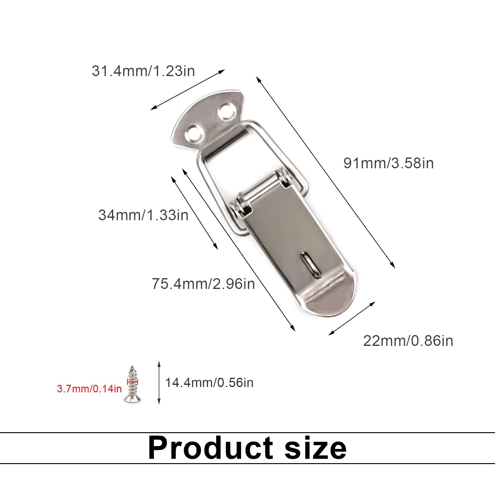 5 Pezzi Chiusura a Leva, Acciaio Inossidabile Fermaglio Chiusure Leva Blocco, Chiusura in Acciaio Inox, Viti Incluse, per Cassette Degli Attrezzi, Armadietti