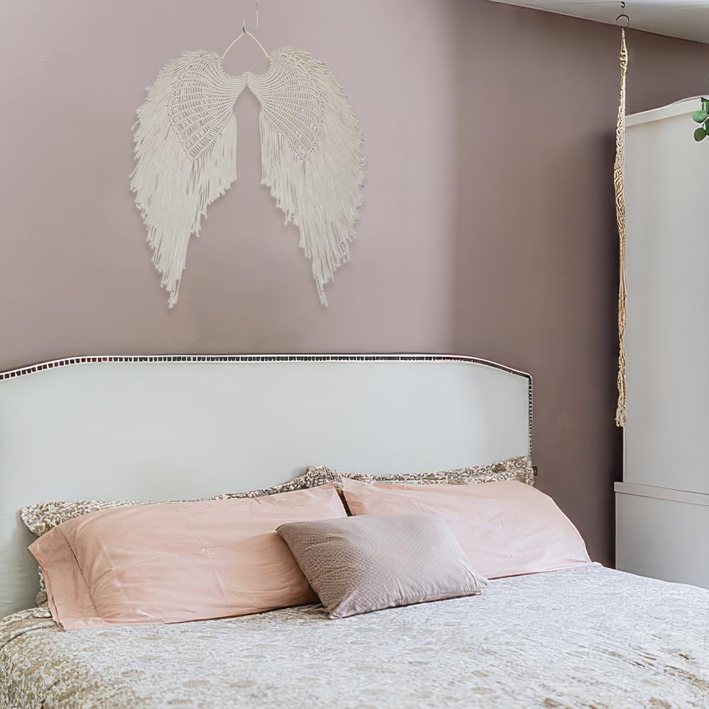 INFUNLY Makramee-Engelsflügel-Set Mit Liebesherz Für Die Wand, DIY Makramee-Engelsflügel-Set Für Anfänger, Engelsflügel, Gewebte Wandbehang, Boho-Makramee-Engelsflügel, Wanddekoration Für Weihnachten