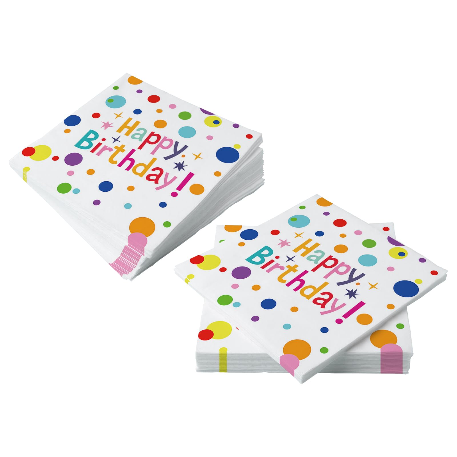40 PCS Birthday Table Napkins HSYWSH-Birthday Party Napkins with Rainbow Dot Design,Happy Birthday Theme Napkins for Birthday Table Decoration and Birthday Party for Children Adults(Multicolor 2)