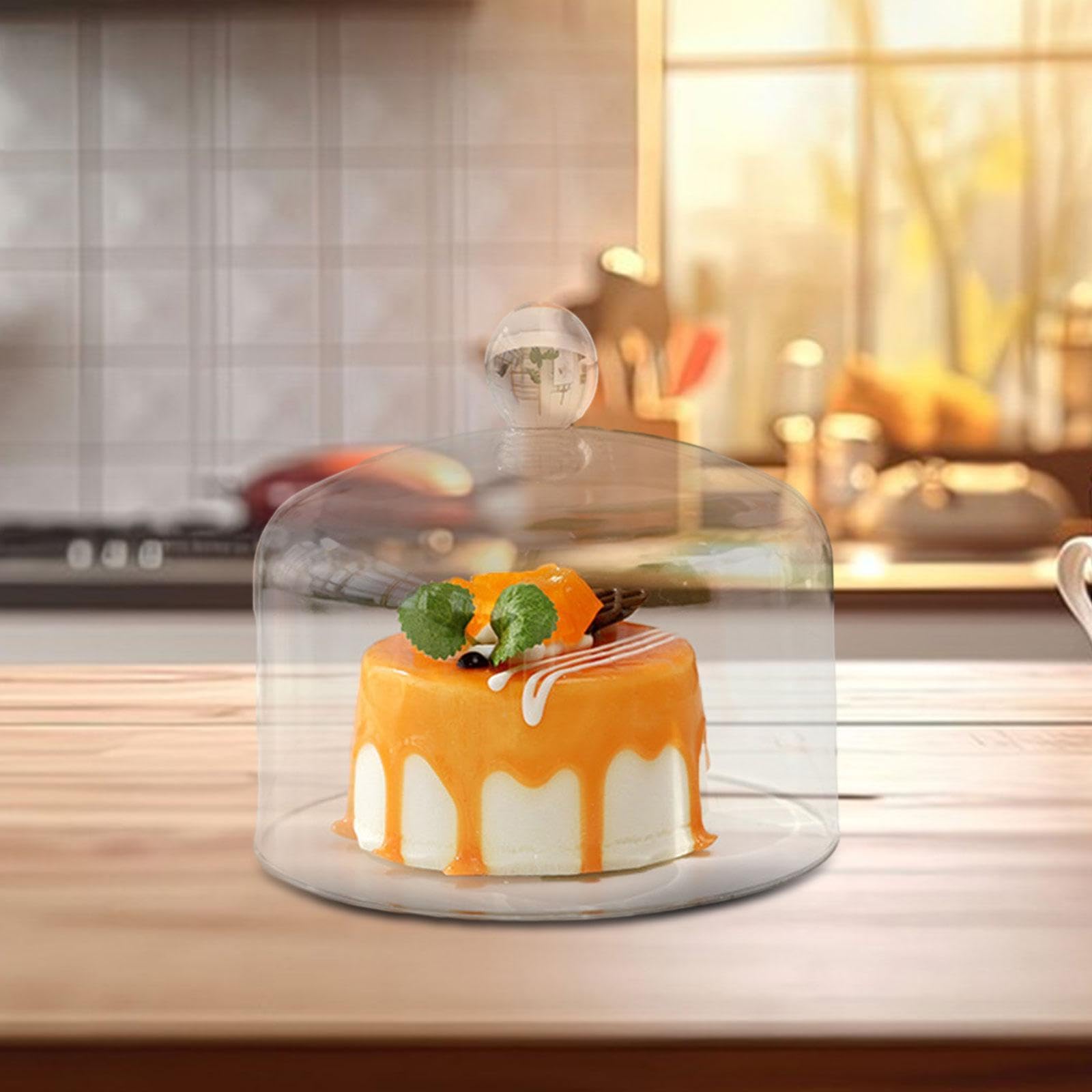 perfk Copertura per Alzata per Torta in Acrilico, Rotonda, Trasparente, Coperchio per Torta a Cupola per Alimenti in Acrilico per Piatto per Torta, L