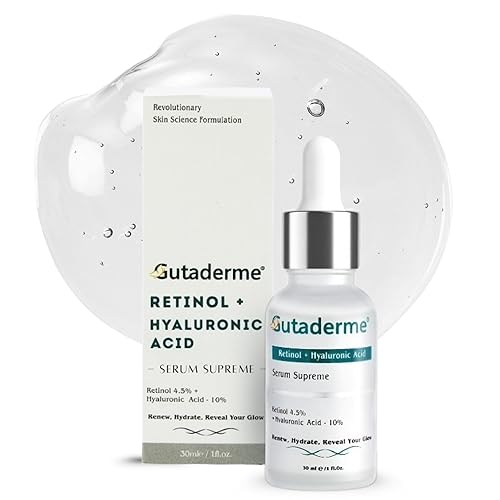 Gutaderme Retinol 4.5% + ácido hialurónico 10% - Suero facial antienvejecimiento avanzado para manchas oscuras, líneas finas y arrugas, hidratación