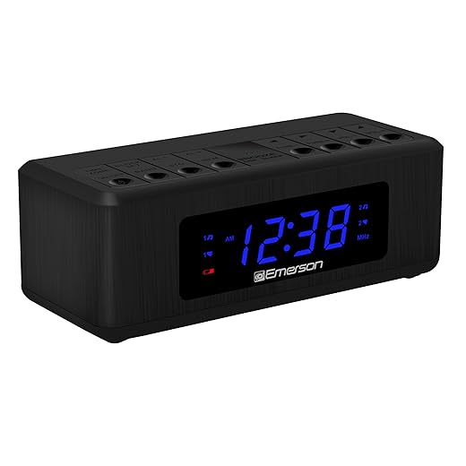 Emerson CK2023AM/FM Dual Alarm Clock Radio with 0.6" Blue LED Display, 4 Level dimmer, and Wake to